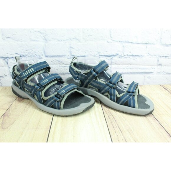 LL Bean Monhegan Blue Nylon Hook & Loop Fisherman Sports Water Sandals Size 11 M